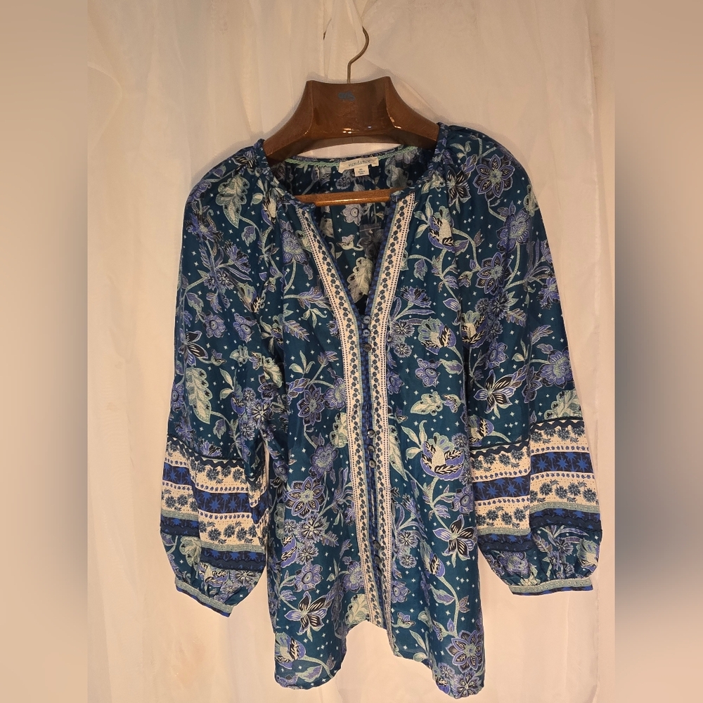 Sundance Teal and White Cotton Silk Prairie Boho Cottagecore Softgirl